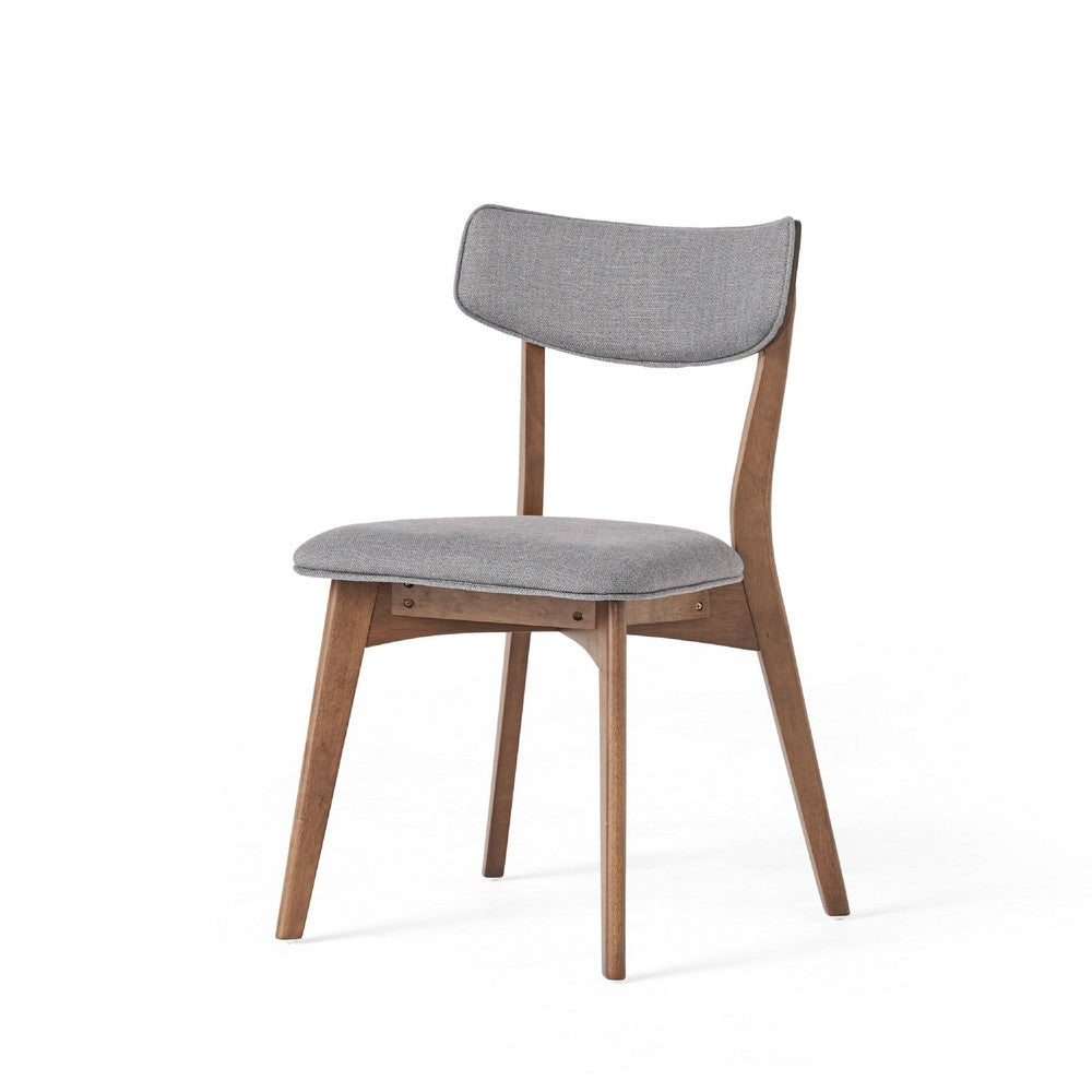 Benjara Bety Dining Side Chair Set of 2, Midcentury Design, Dark Gray Fabric