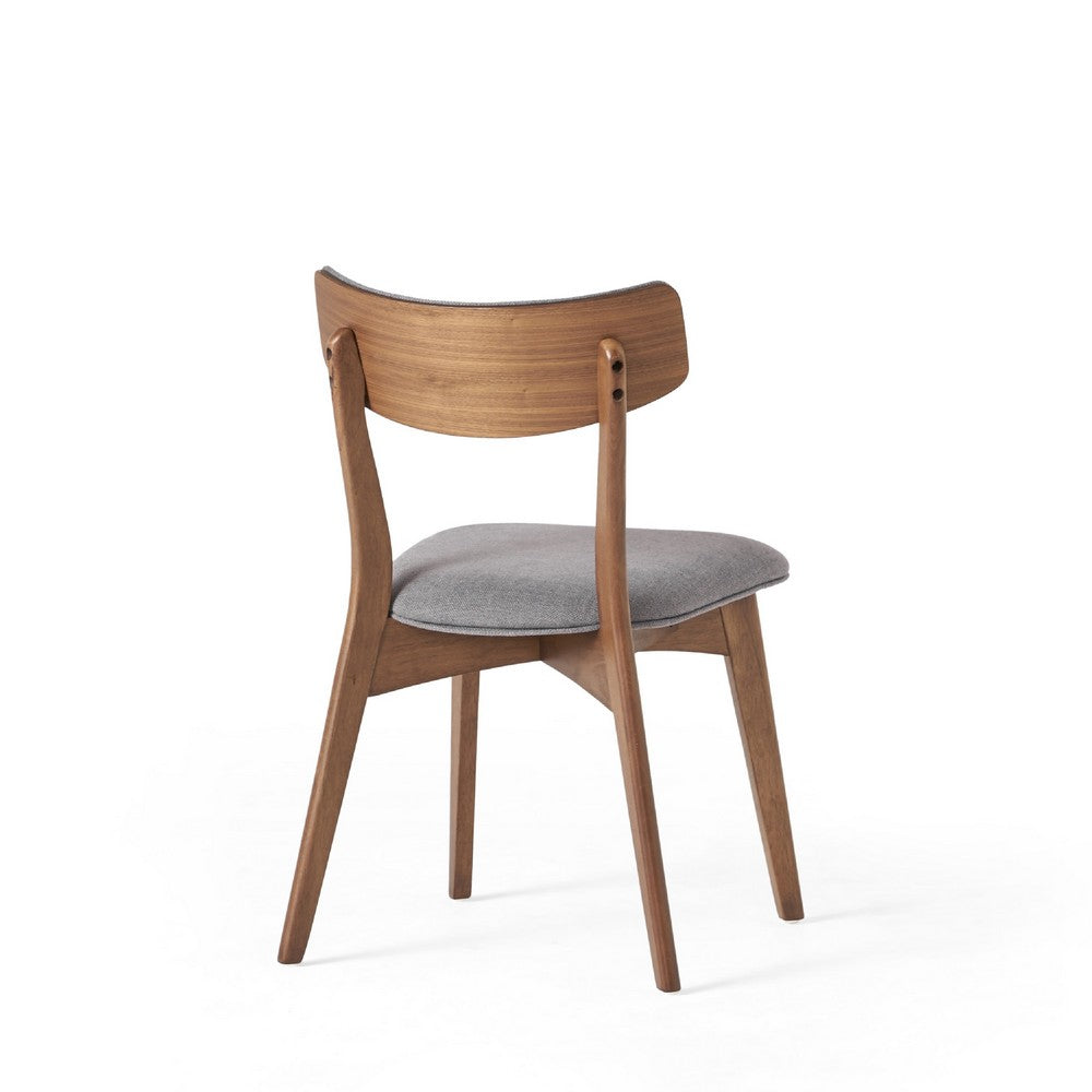 Benjara Bety Dining Side Chair Set of 2, Midcentury Design, Dark Gray Fabric