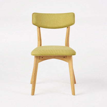Benjara Bety Dining Side Chair Set of 2, Midcentury Design, Lime Green Fabric