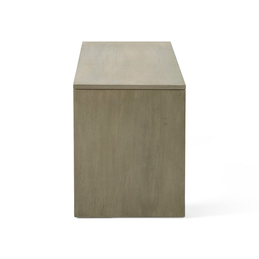 Benjara Accent Dining Bench, 48 Inch Taupe Gray Finish, Panel Legs Acacia Wood