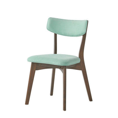 Benjara Bety Dining Side Chair Set of 2, Midcentury Design, Mint Green Fabric