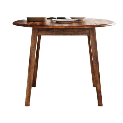 Benjara Bergi Dining Table with 2 Drop Leaves, 26-42 Inch Round, Rustic Brown Wood