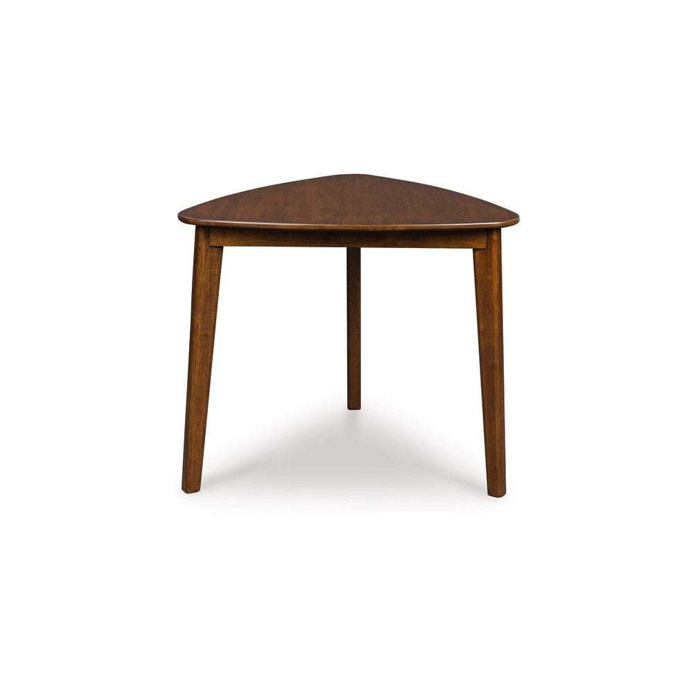 Benjara Dela Breakfast Dining Table, 35 Inch Triangular Top, 3 Legs, Medium Brown