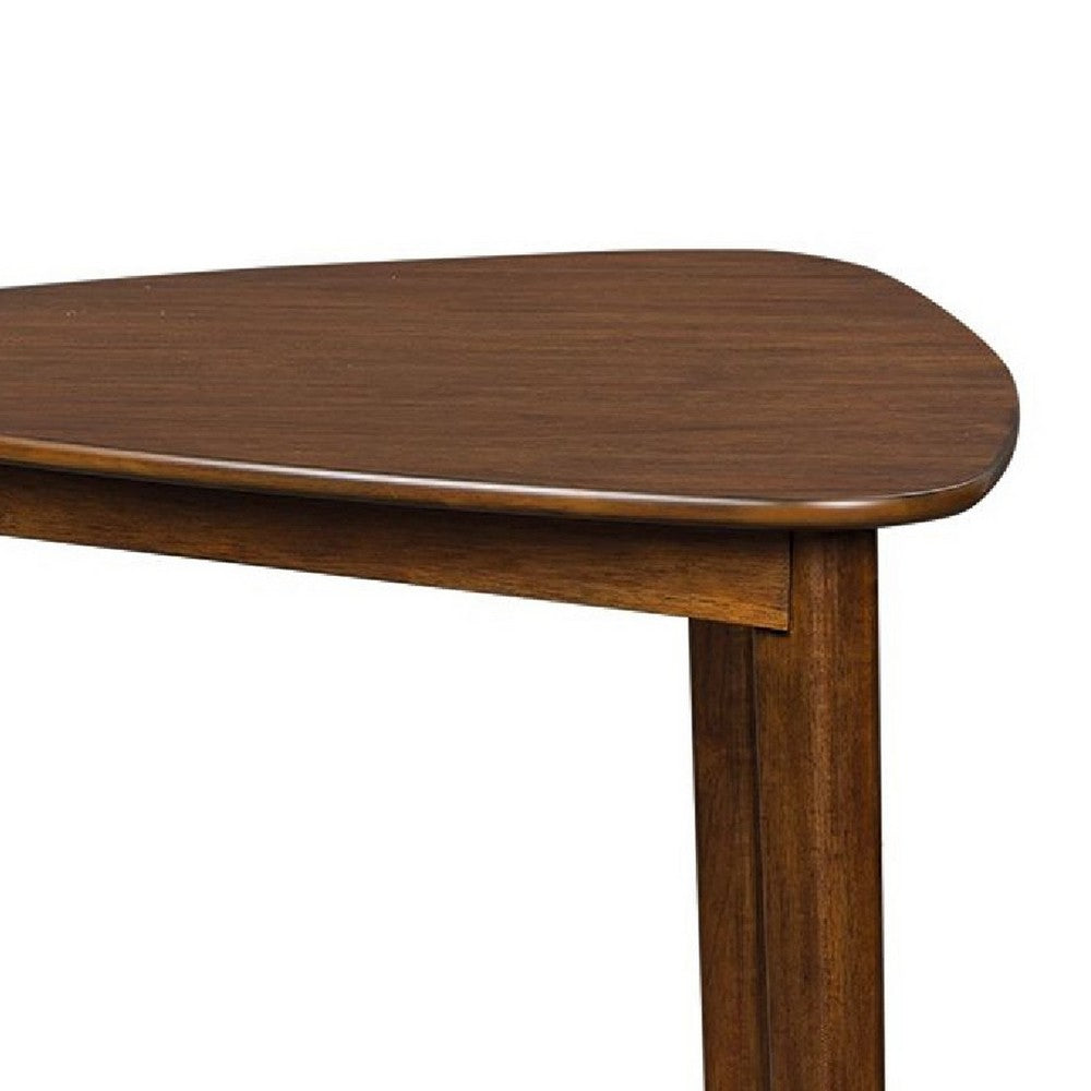 Benjara Dela Breakfast Dining Table, 35 Inch Triangular Top, 3 Legs, Medium Brown
