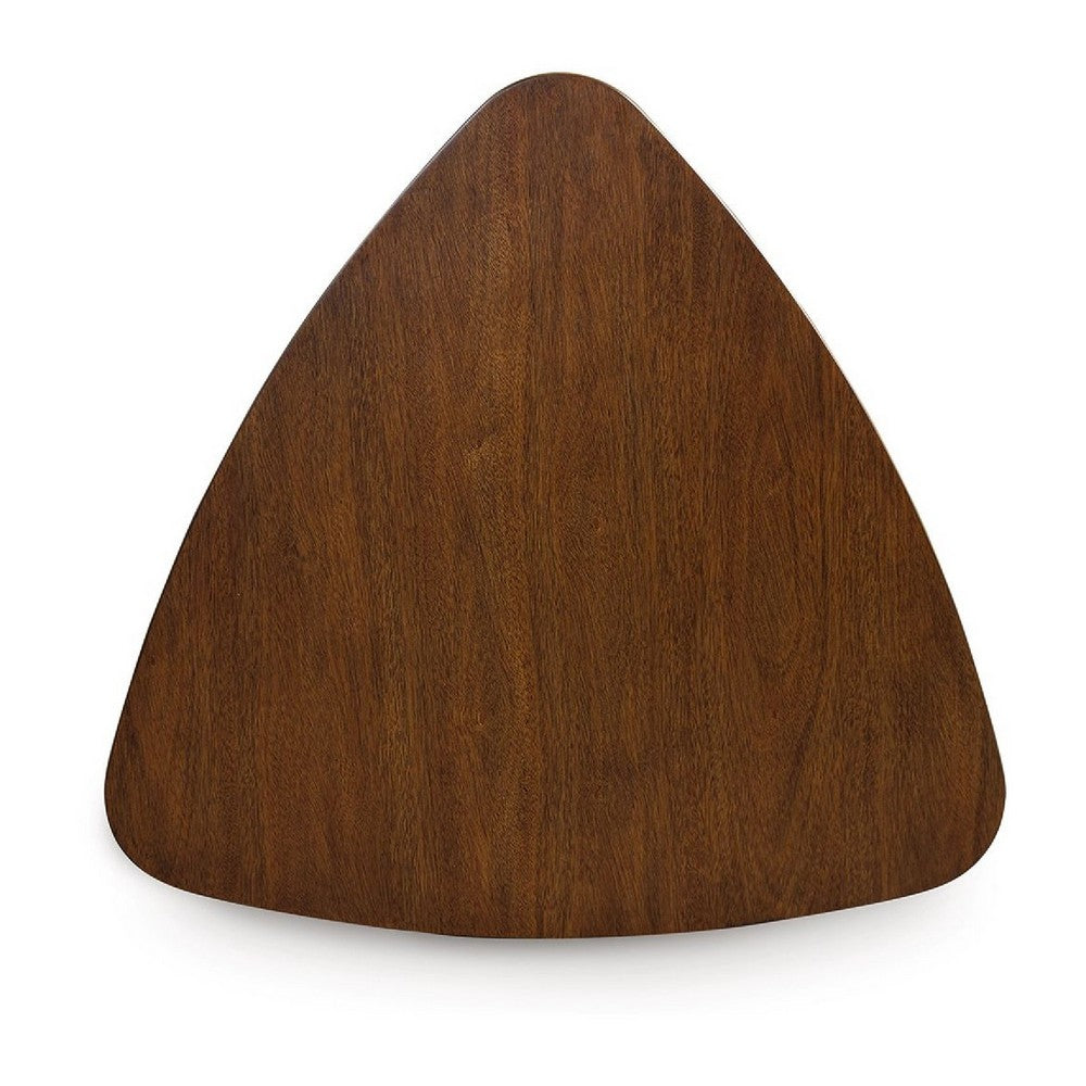 Benjara Dela Breakfast Dining Table, 35 Inch Triangular Top, 3 Legs, Medium Brown