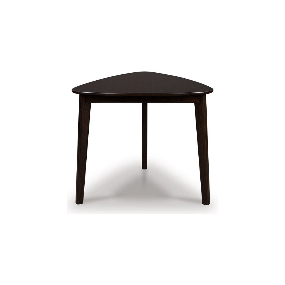 Benjara Maly Breakfast Dining Table, 35 Inch Beveled Triangular Top, Merlot Red