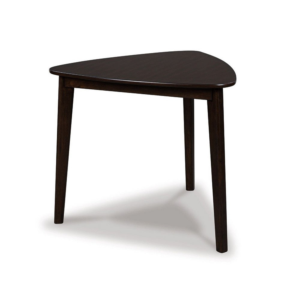 Benjara Maly Breakfast Dining Table, 35 Inch Beveled Triangular Top, Merlot Red
