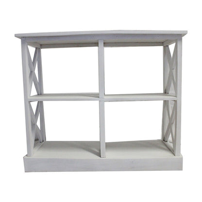 Benjara Console Table with 3-Tier Design, X Cutout Sides, White Wood 39 Inch