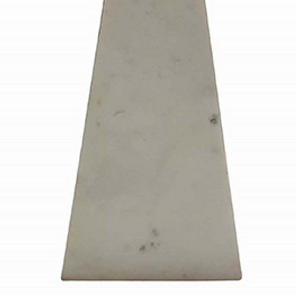 Benjara Gony Side End Table, 22 Inch Flower Top, Gold Brass Inlay, White Marble