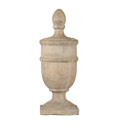 Benjara Chester Finial Tabletop Decor, Whitewashed Beige Polyresin, 22 Inch