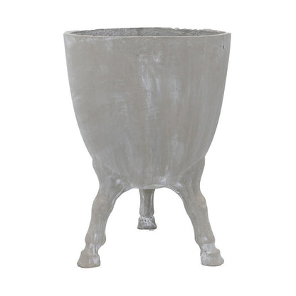 Benjara Decorative Planter with Tripod Legs, 22 Inch Gray Cement, Modern Style