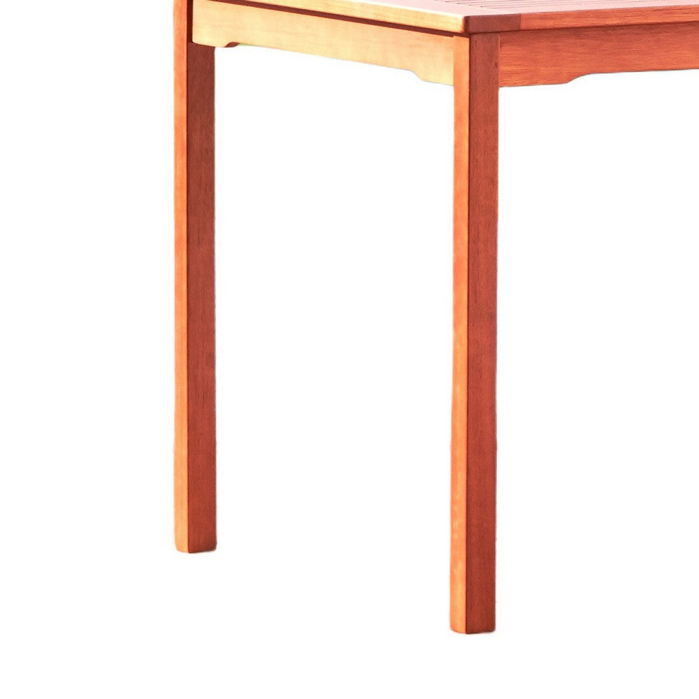 Benjara Hoi Outdoor 4 Seater Dining Table w Umbrella Hole, 35 Inch, Natural Brown