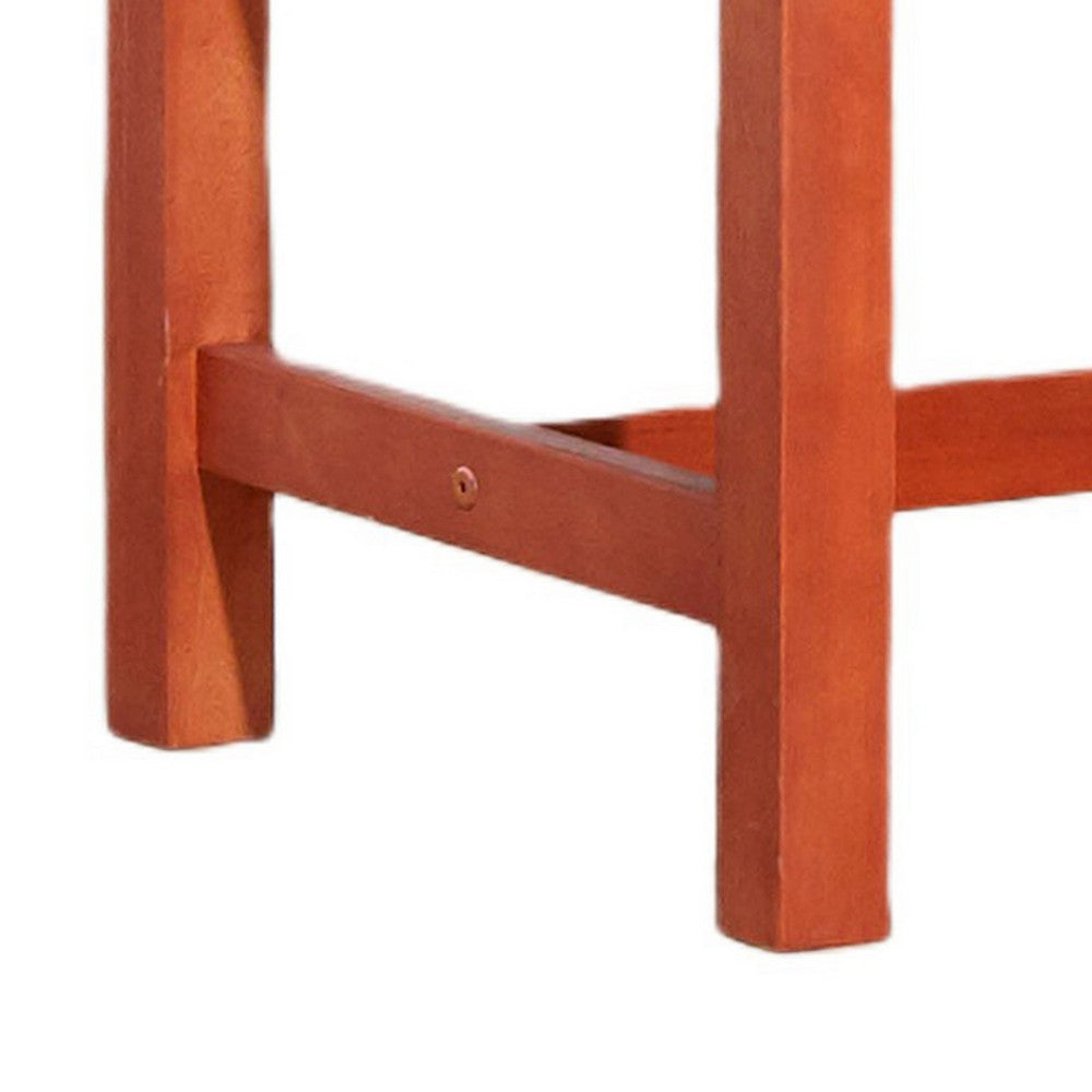 Benjara Emio 3 Seater Outdoor Bench, Reddish Brown Slatted Design, 59 Inch