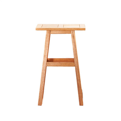 Benjara Heno Outdoor Dining Table, 18 Inch Top, Honey Brown Eucalyptus Wood