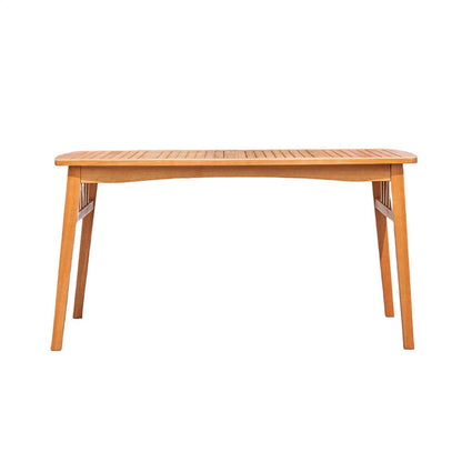 Benjara Heno Outdoor Dining Table with Umbrella Hole, 59 Inch Top, Light Brown