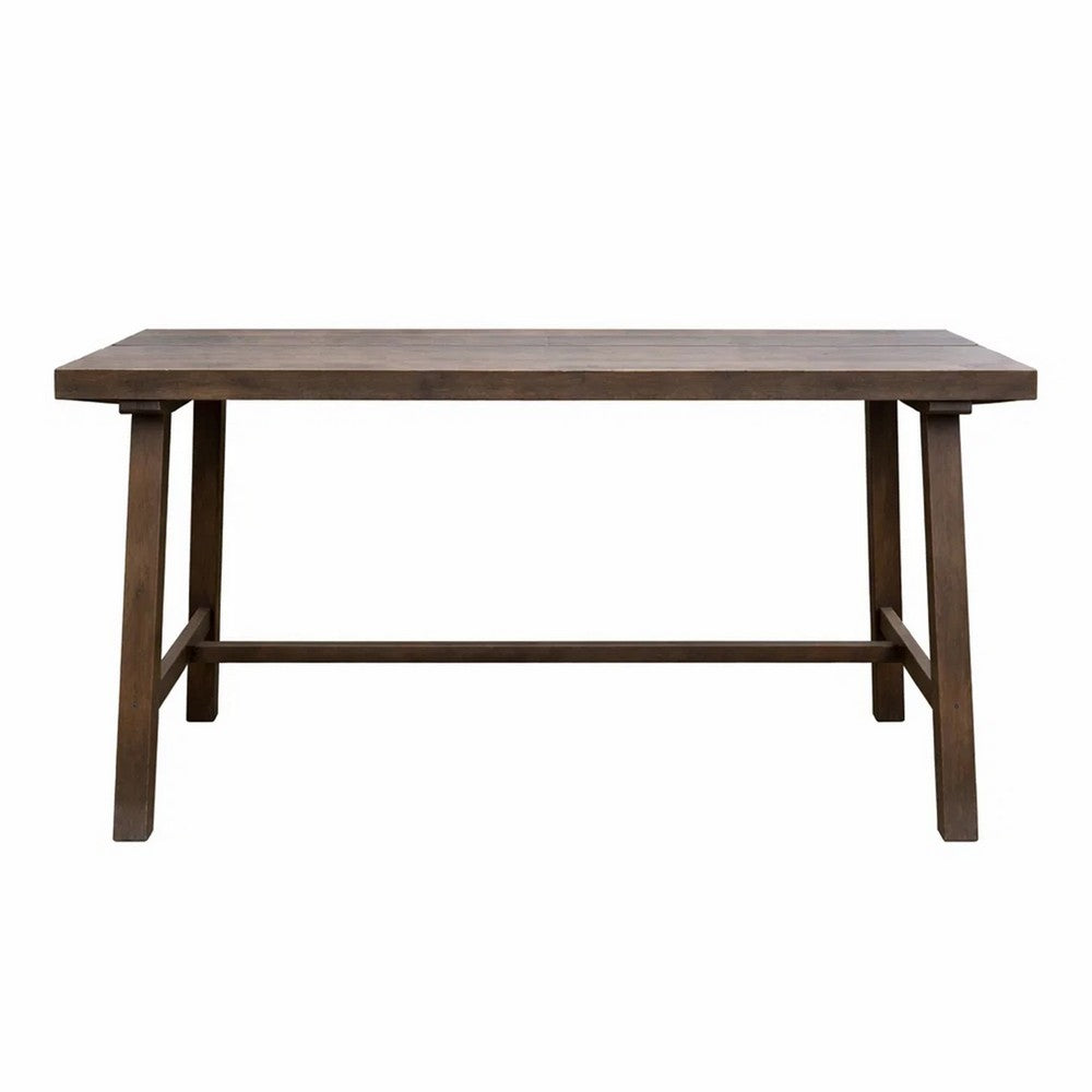 Benjara Mery Outdoor Dining Table, 59 Inch Slatted Top, Gray Washed Acacia Wood