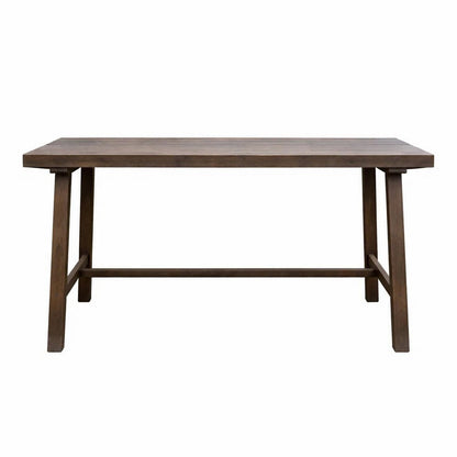 Benjara Mery Outdoor Dining Table, 59 Inch Slatted Top, Gray Washed Acacia Wood