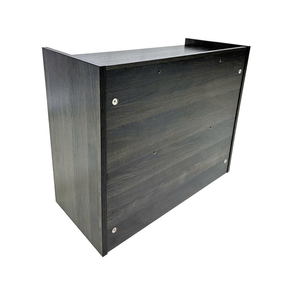 Benjara Roby Nightstand, Raised Border Top, Storage Shelf And Drawer, Dark Gray
