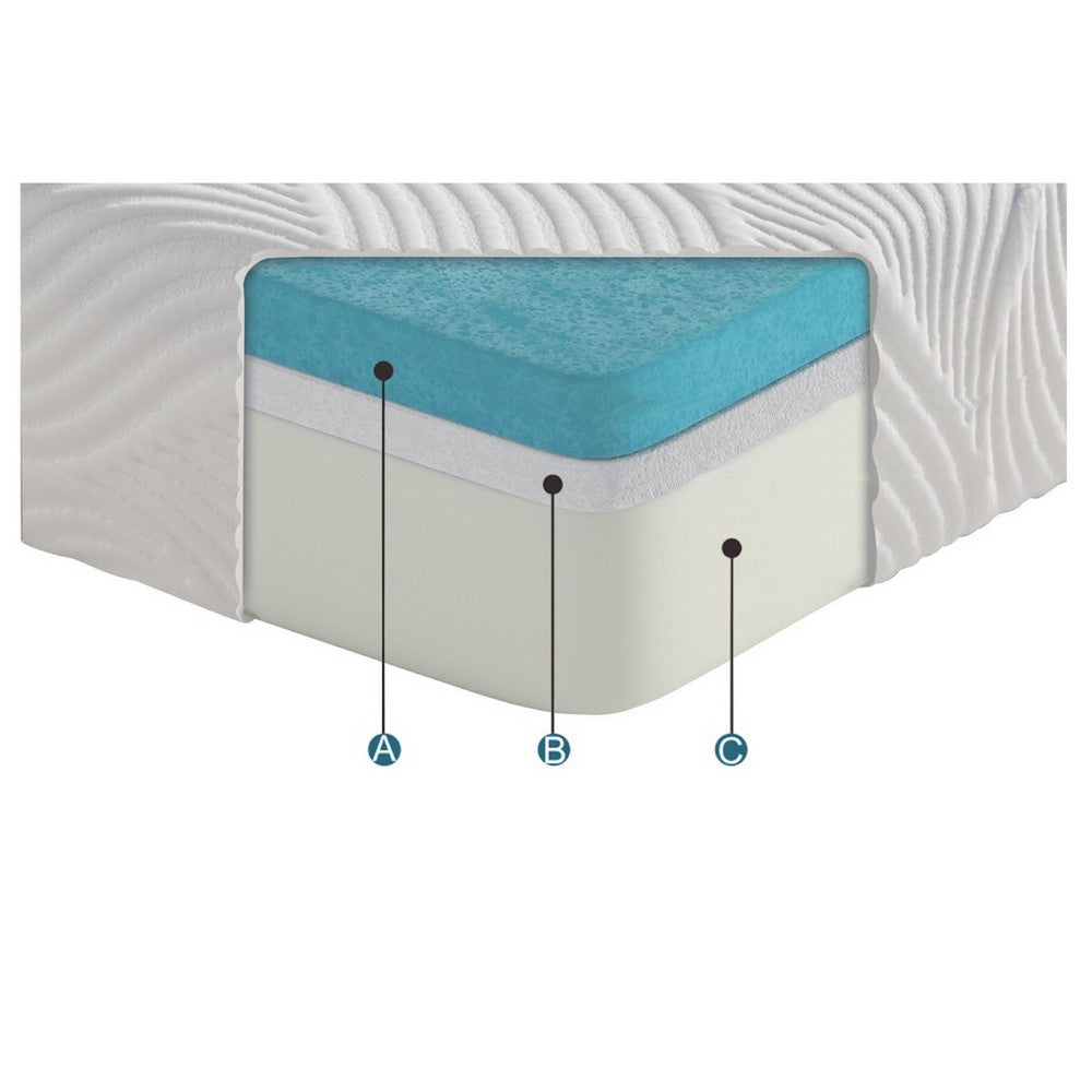 Benjara Mae Twin Size Mattress, Cool Gel Memory Foam, Tencel Cover, 10 Inch Firm