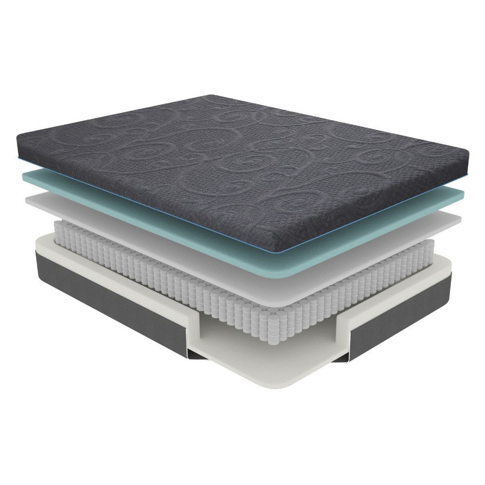 Benjara Kae Twin Size Mattress, Hybrid Cool Gel Infused Memory Foam, 8 Inch Firm