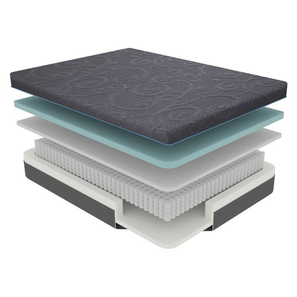 Benjara Kae Twin XL Mattress, Hybrid Cool Gel Infused Memory Foam, 11 Inch Medium