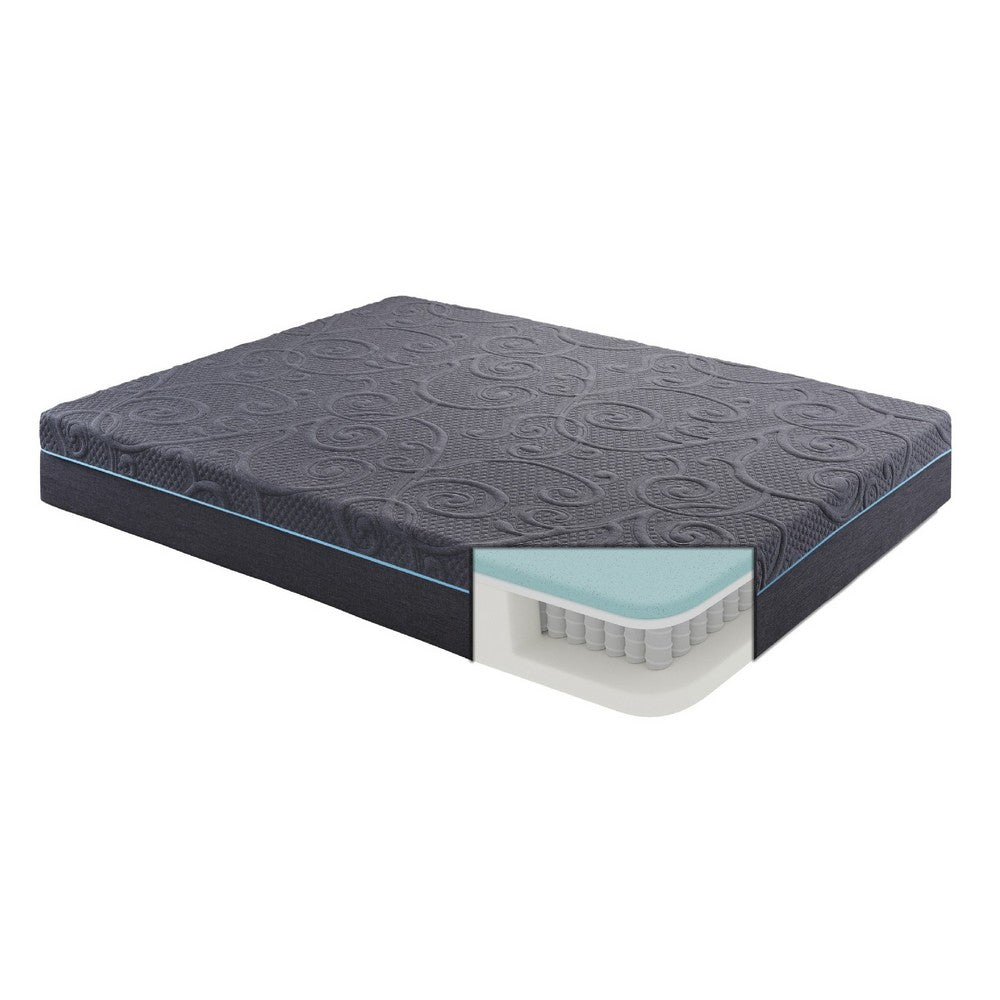 Benjara Kae Twin Size Mattress, Hybrid Gel Infused Memory Foam, 11 Inch Medium