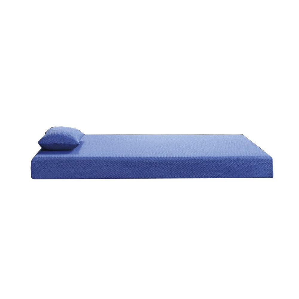 Benjara Fia Twin Mattress with 1 Pillow, Charcoal Gel Firm Memory Foam, Blue 7 Inch