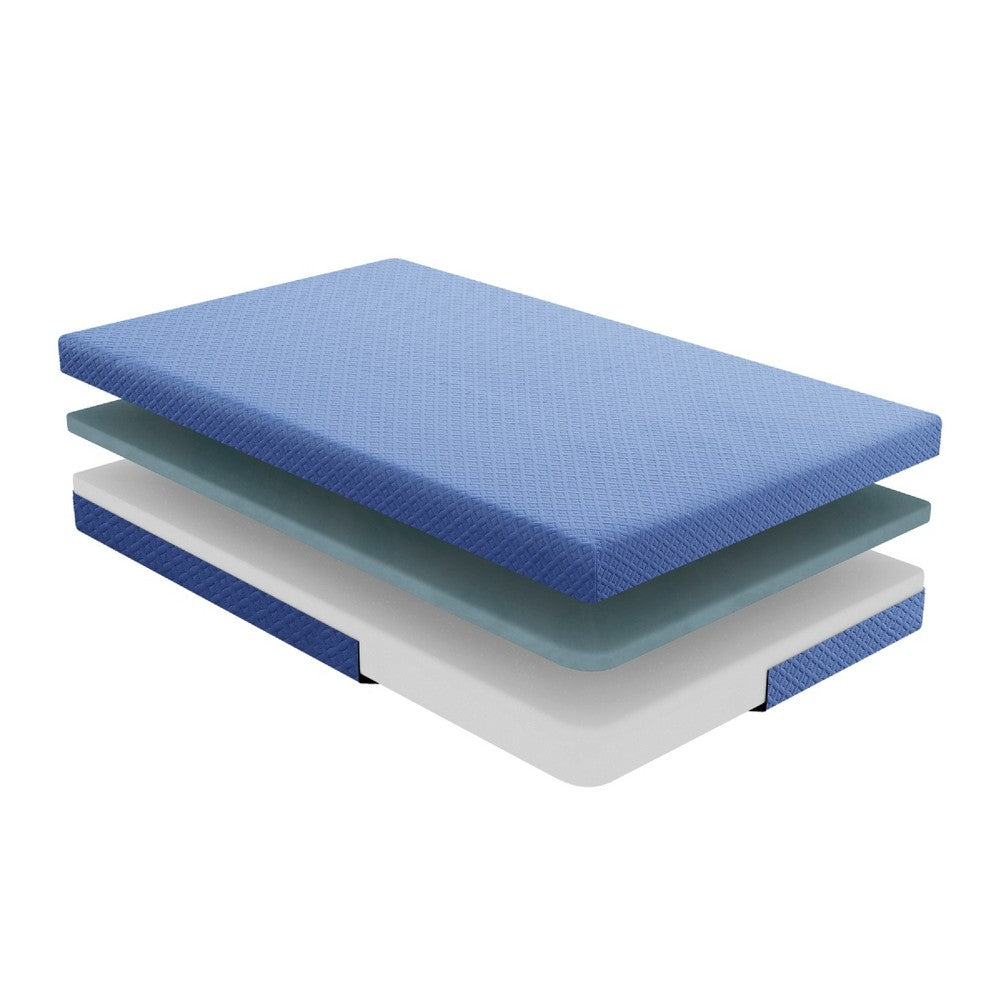 Benjara Fia Twin Mattress with 1 Pillow, Charcoal Gel Firm Memory Foam, Blue 7 Inch