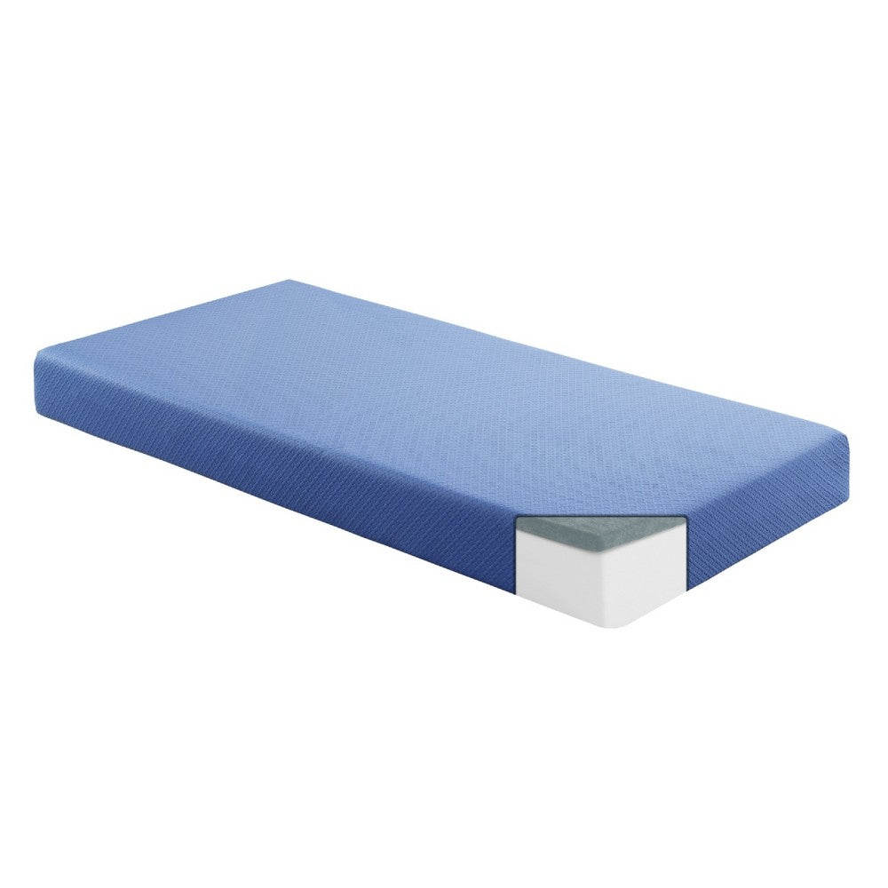 Benjara Fia Twin Mattress with 1 Pillow, Charcoal Gel Firm Memory Foam, Blue 7 Inch