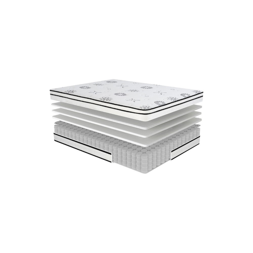 Benjara Via Twin Size Mattress, 4 Layer Hybrid Foam, 12 Inch Medium Support Level