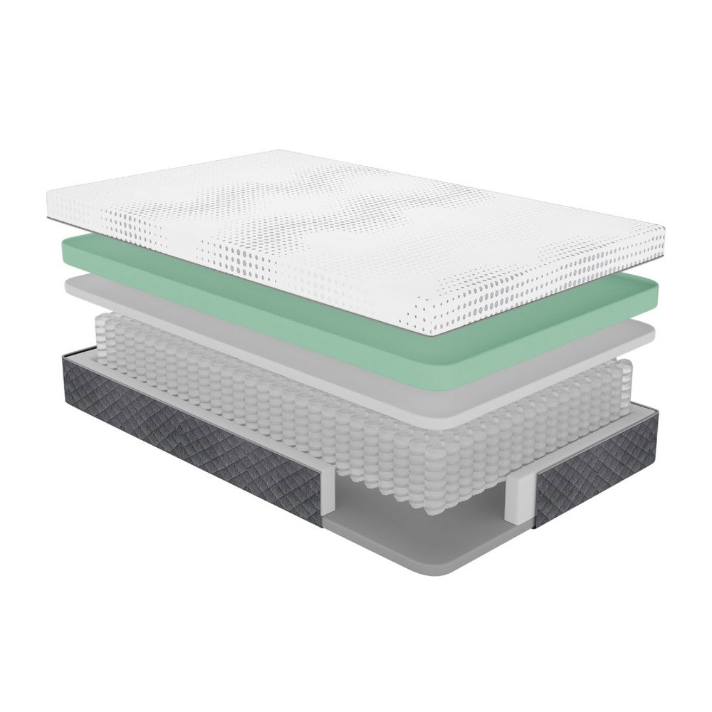 Benjara Mea Twin Mattress, Cooling Gel Green Tea Memory Foam, 12 Inch Firm