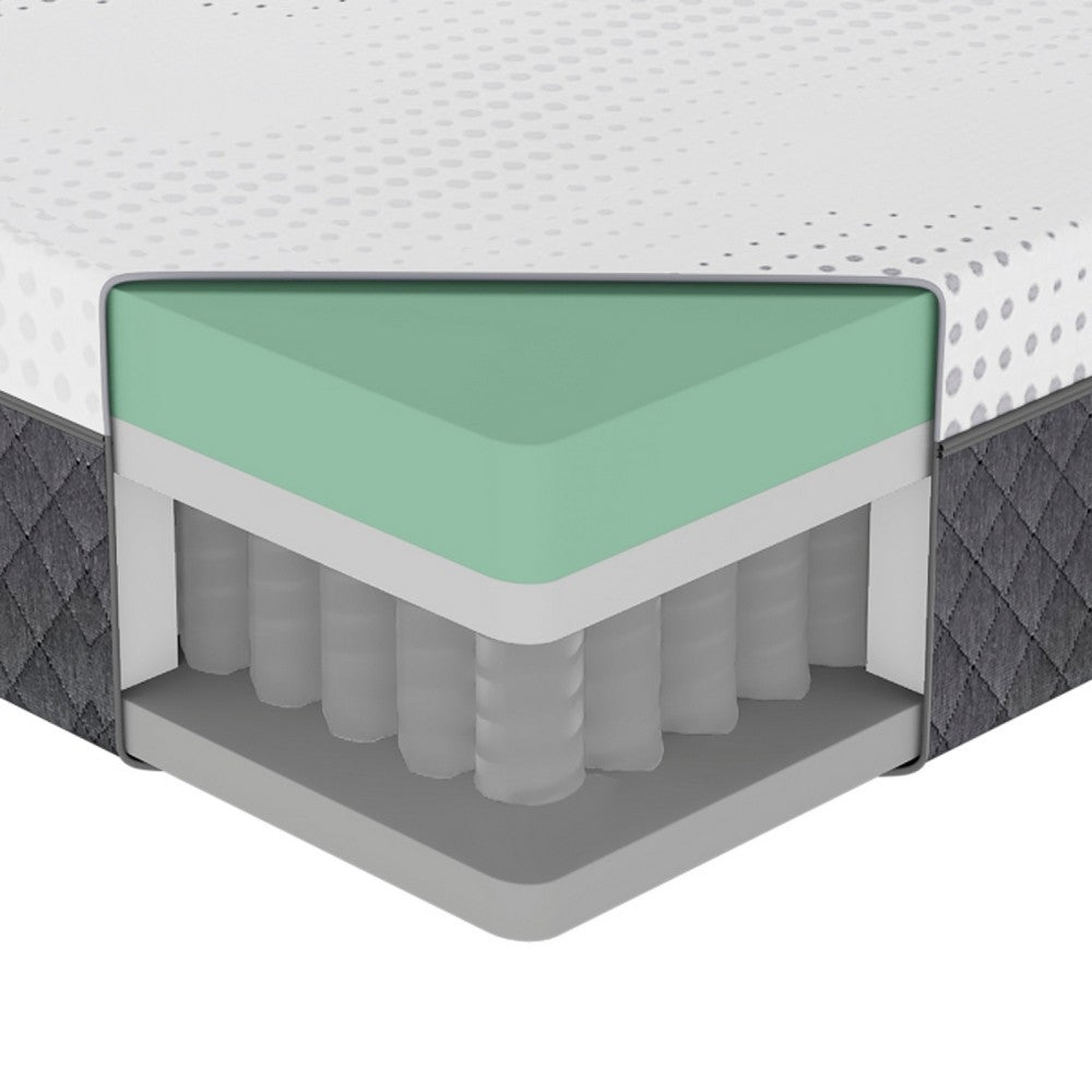 Benjara Mea Twin Mattress, Cooling Gel Green Tea Memory Foam, 12 Inch Firm