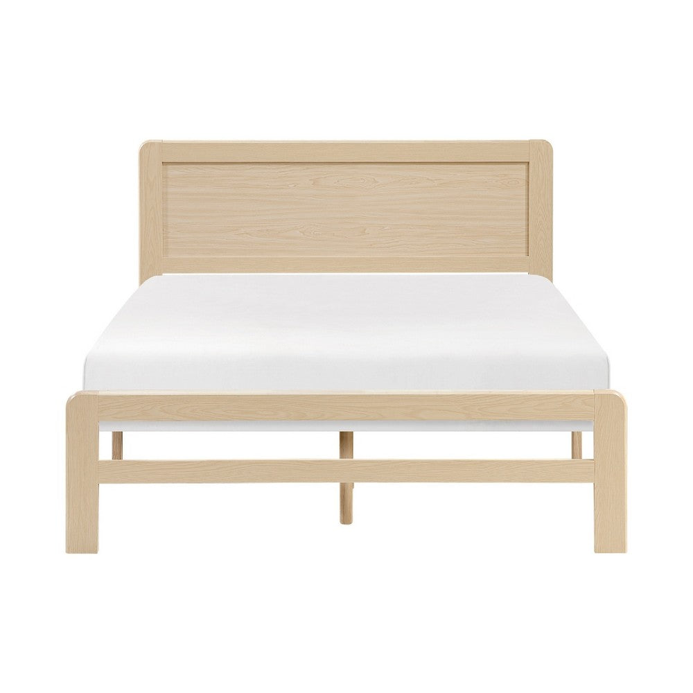 Benjara Cary Full Size Platform Bed, Original Scandinavian Style Natural Brown
