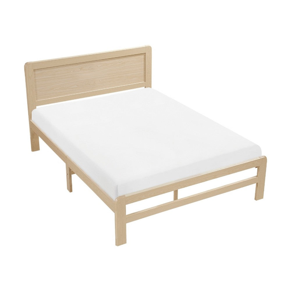 Benjara Cary Full Size Platform Bed, Original Scandinavian Style Natural Brown