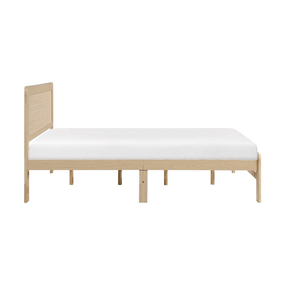 Benjara Cary Full Size Platform Bed, Original Scandinavian Style Natural Brown