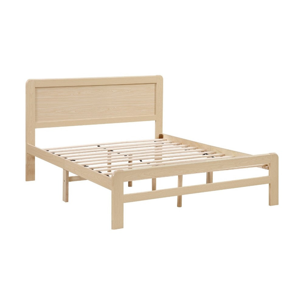Benjara Cary Full Size Platform Bed, Original Scandinavian Style Natural Brown