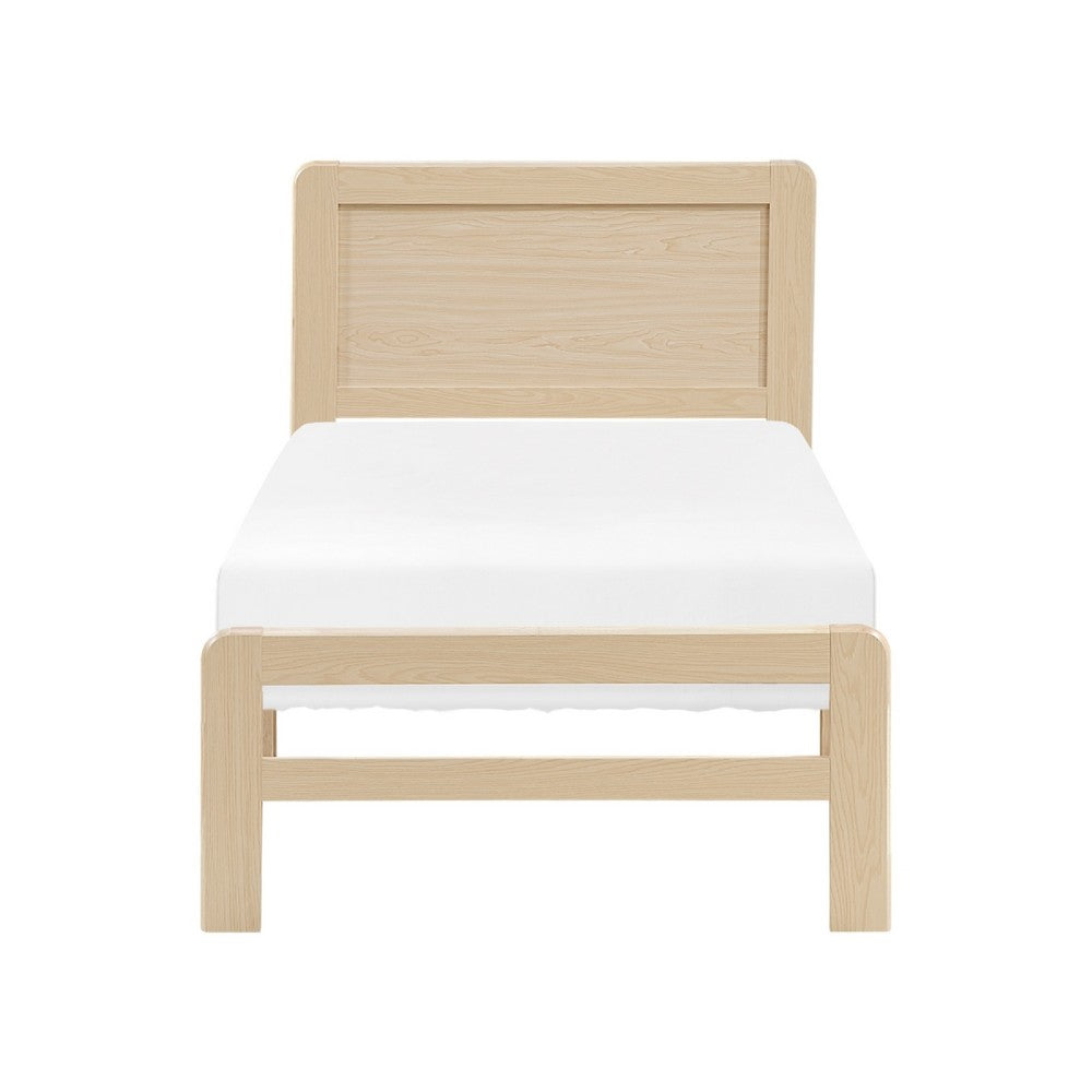 Benjara Cary Twin Size Platform Bed, Original Scandinavian Style Natural Brown