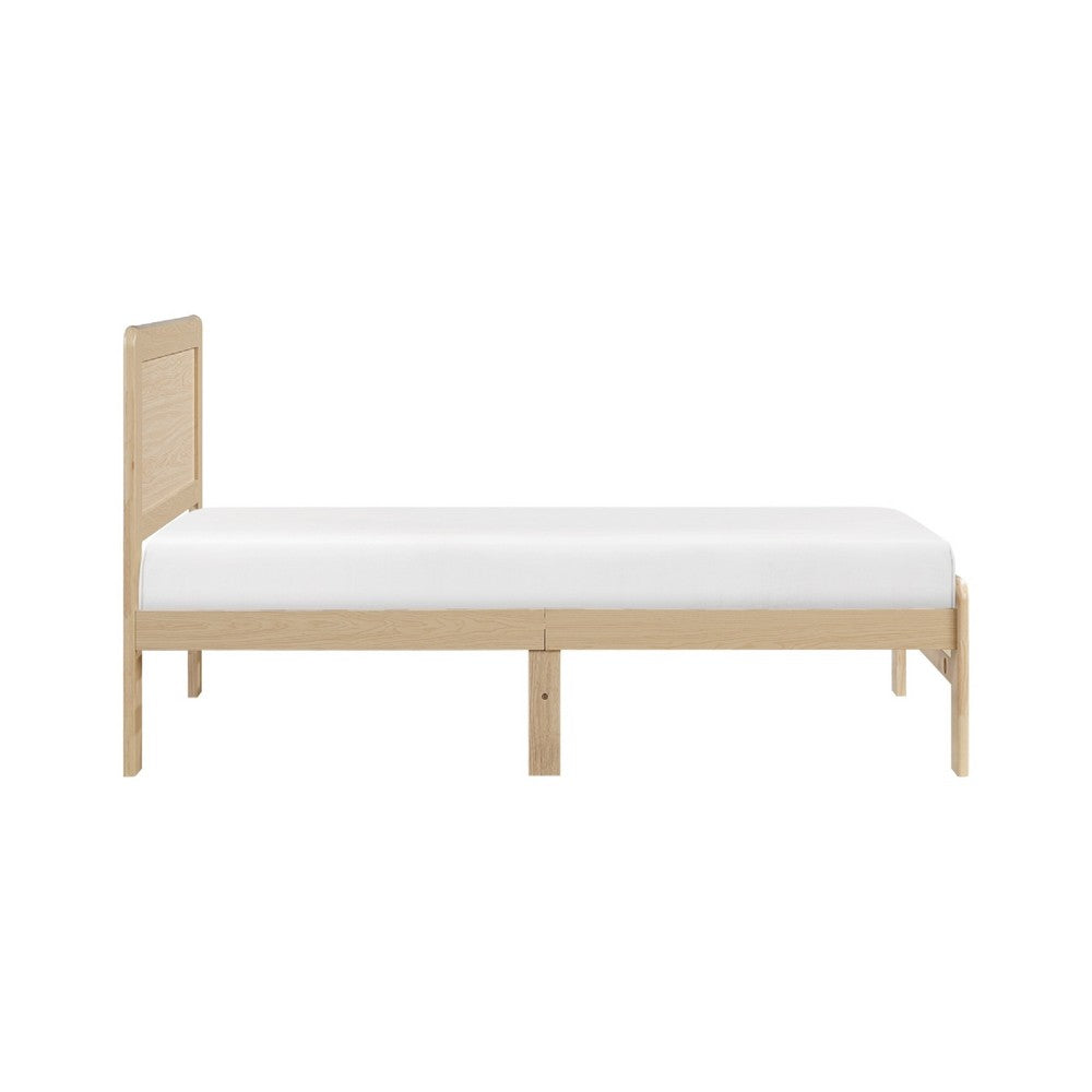Benjara Cary Twin Size Platform Bed, Original Scandinavian Style Natural Brown