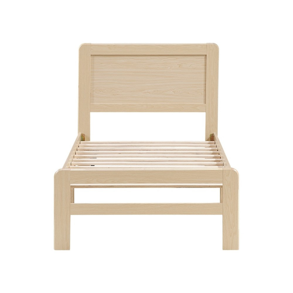 Benjara Cary Twin Size Platform Bed, Original Scandinavian Style Natural Brown