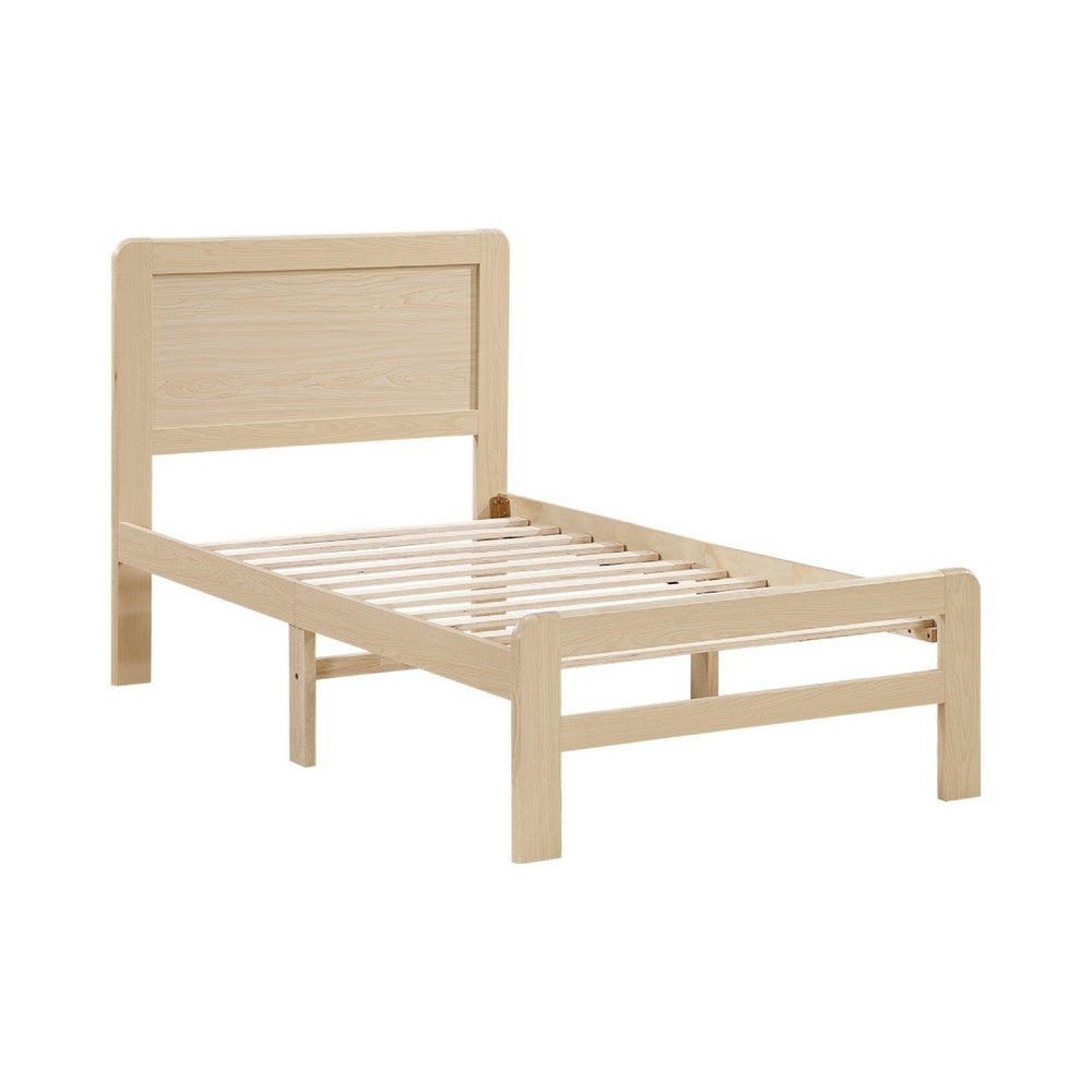 Benjara Cary Twin Size Platform Bed, Original Scandinavian Style Natural Brown