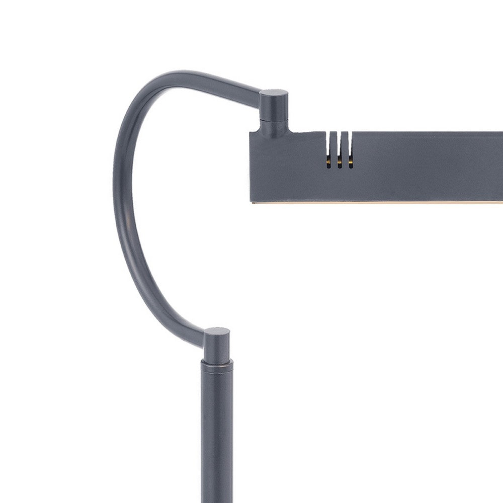 Benjara Modern Desk Lamp with LED Light And 2 USB Ports, 18 Inch Iron Gray Finish