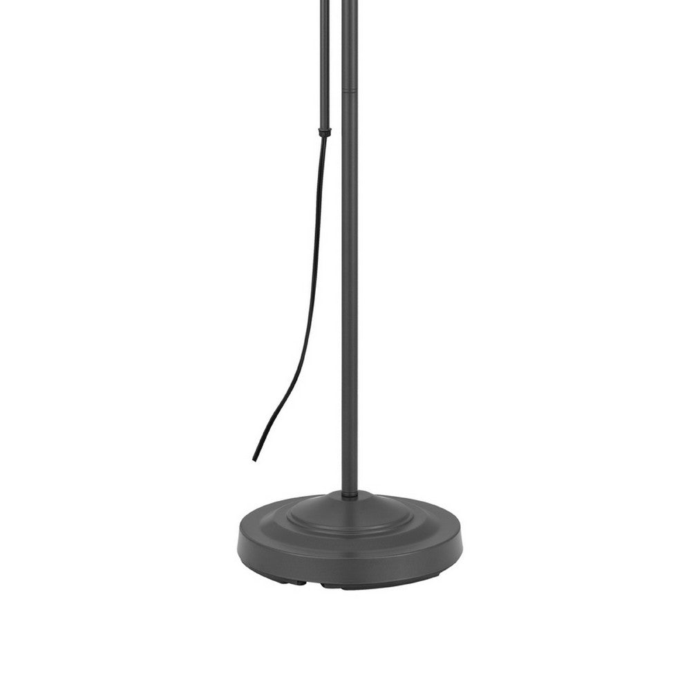 Benjara Arc Floor Lamp with Pull Chain, 42-58 Inch Adjustable Pole, Gray Metal