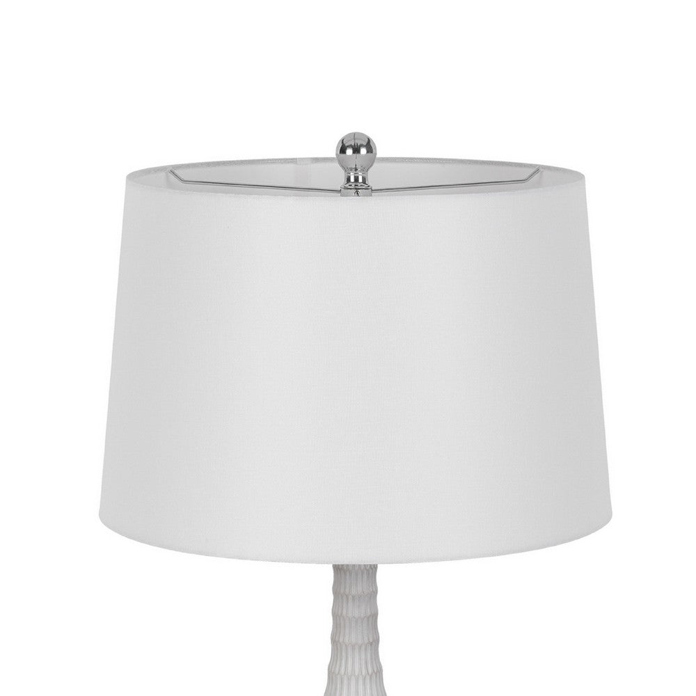 Benjara Table Lamp Set of 2, Sculpted Slim Neck Glass Base, Off White Shade