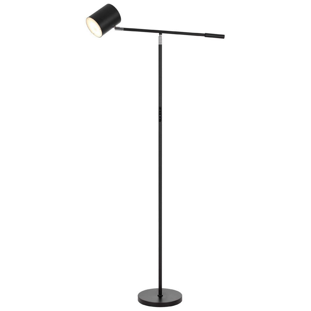 Benjara Floor Lamp with Touch Dimmer, 68 Inch Angled Adjustable Arm, Black Metal