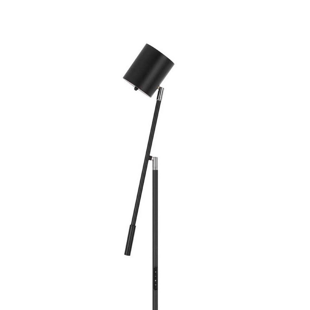 Benjara Floor Lamp with Touch Dimmer, 68 Inch Angled Adjustable Arm, Black Metal
