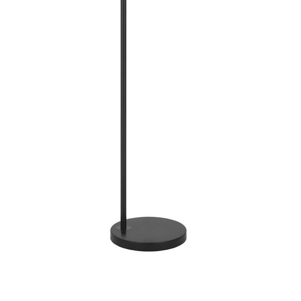 Benjara Tiffany Glass Floor Lamp with Adjustable Head, 58 Inch Black, Natural Tones