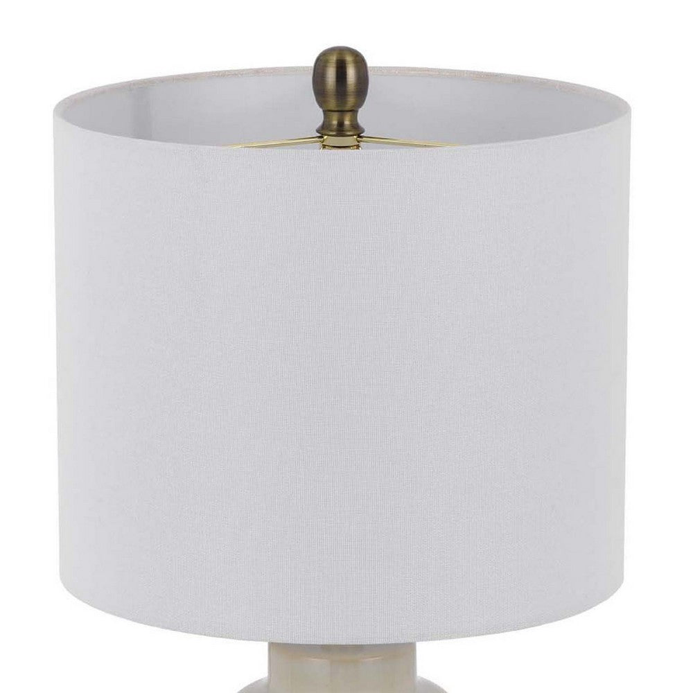 Benjara Table Lamp, Jar Body, Hardback Linen Shade, Dipped Garden Green Ceramic