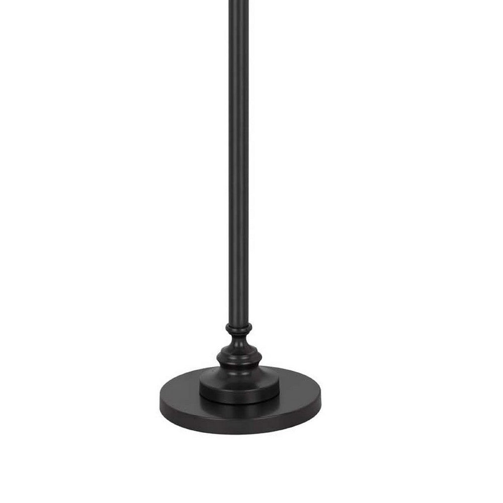 Benjara Jerry Classic Lantern Floor Lamp, Bubble Glass Shade, Dark Bronze Metal