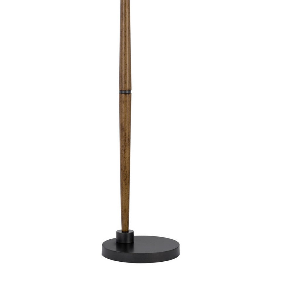 Benjara Floor Lamp, Bubble Glass Shade, Rope Accents Industrial Wood, Black 71 Inch