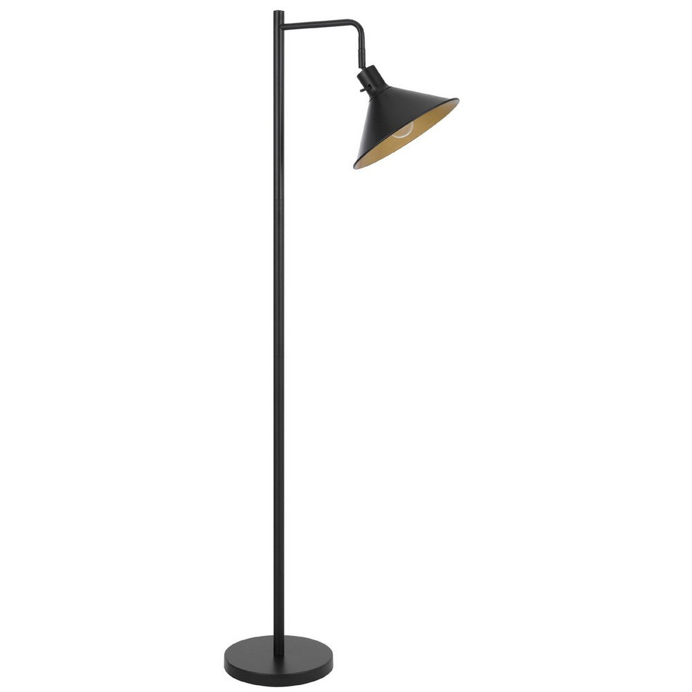 Benjara Floor Lamp, Adjustable Head with Hanging Cone Shade, Retro Black Metal